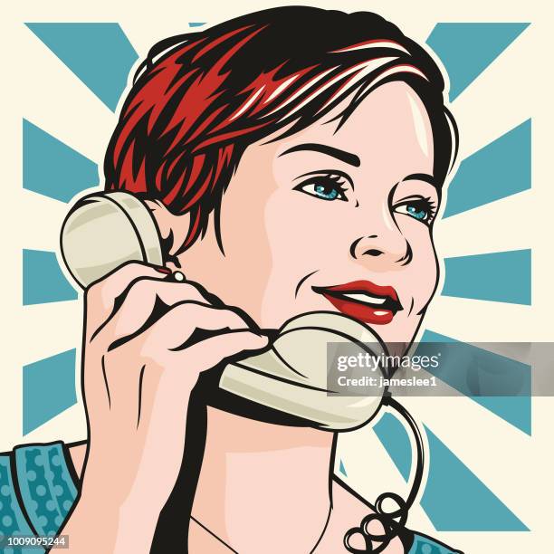 pop art phonecall - pixie cut stock illustrations