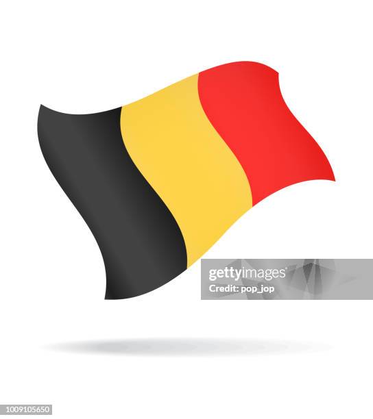 illustrazioni stock, clip art, cartoni animati e icone di tendenza di belgio - icona lucida vettore bandiera volante - cultura belga