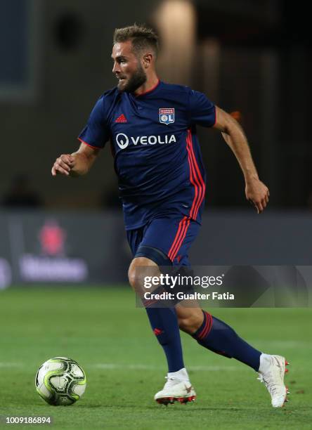 Lucas Tousart from Lyon in action during the International Champions Cup match between SL Benfica and Lyon at Estadio Algarve on August 1, 2018 in...