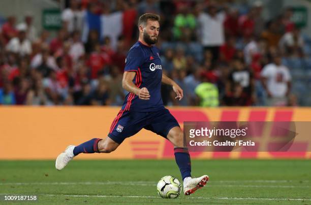 Lucas Tousart from Lyon in action during the International Champions Cup match between SL Benfica and Lyon at Estadio Algarve on August 1, 2018 in...