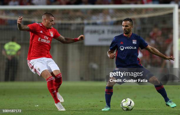 Jeremy Morel from Lyon with Nicolas Castillo from SL Benfica in action during the International Champions Cup match between SL Benfica and Lyon at...