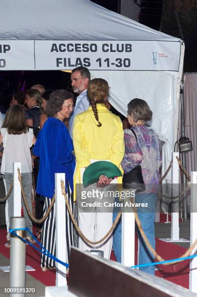 Princess Sofia of Spain, Queen Sofia, King Felipe VI of Spain, Princess Elena and Princess Irene of Greece attend Ara Malikian concert at Port...