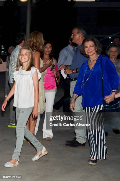 Queen Sofia and Princess Sofia of Spain attend Ara Malikian concert at Port Adriano on August 1, 2018 in Palma de Mallorca, Spain.