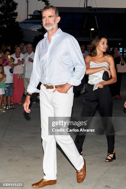 King Felipe VI of Spain and Queen Letizia of Spain attend Ara Malikian concert at Port Adriano on August 1, 2018 in Palma de Mallorca, Spain.