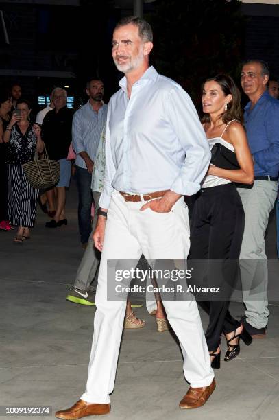 King Felipe VI of Spain and Queen Letizia of Spain attend Ara Malikian concert at Port Adriano on August 1, 2018 in Palma de Mallorca, Spain.