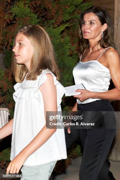 Queen Letizia of Spain and Princess Sofia of Spain attend Ara Malikian concert at Port Adriano on August 1, 2018 in Palma de Mallorca, Spain.