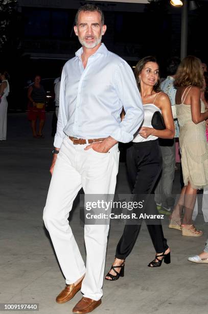 King Felipe VI of Spain and Queen Letizia of Spain attend Ara Malikian concert at Port Adriano on August 1, 2018 in Palma de Mallorca, Spain.