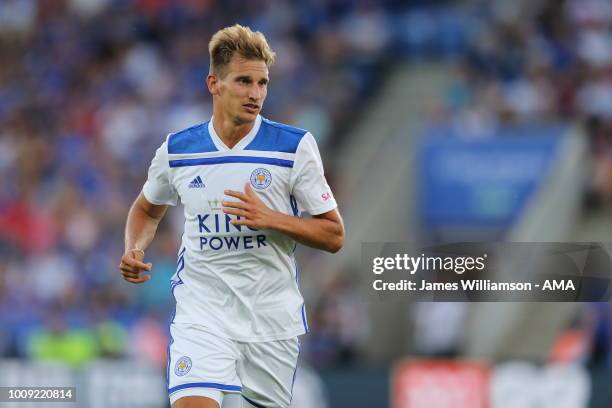 Marc Albrighton of Leicester City during the Pre-Season Friendly between Leicester City and Valencia at The King Power Stadium on August 1, 2018 in...