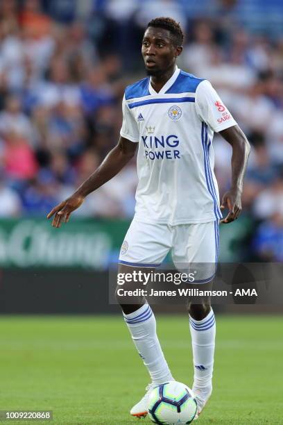 Wilfred Ndidi of Leicester City during the Pre-Season Friendly between Leicester City and Valencia at The King Power Stadium on August 1, 2018 in...