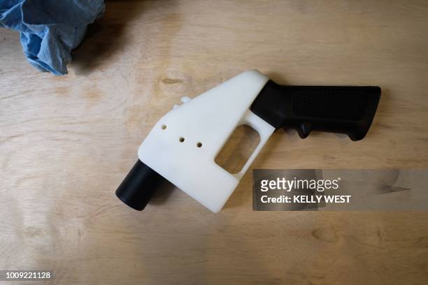 Printed gun, called the "Liberator", is seen in a factory in Austin, Texas on August 1, 2018. - The US "crypto-anarchist" who caused panic this week...
