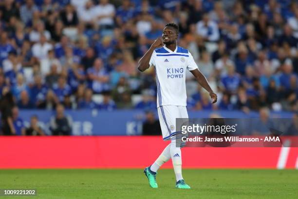 Daniel Amartey of Leicester City during the Pre-Season Friendly between Leicester City and Valencia at The King Power Stadium on August 1, 2018 in...
