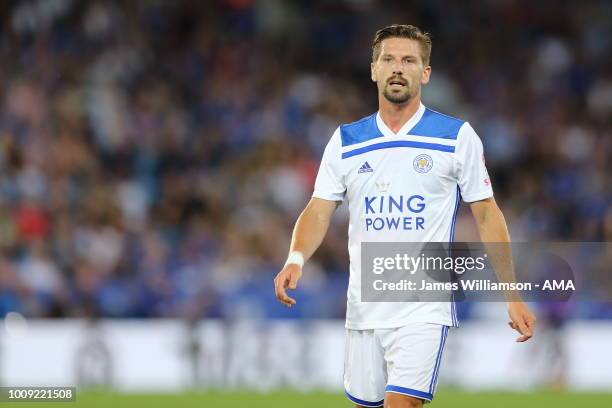 Adrien Silva of Leicester City during the Pre-Season Friendly between Leicester City and Valencia at The King Power Stadium on August 1, 2018 in...