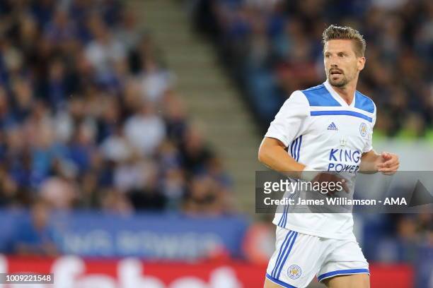 Adrien Silva of Leicester City during the Pre-Season Friendly between Leicester City and Valencia at The King Power Stadium on August 1, 2018 in...