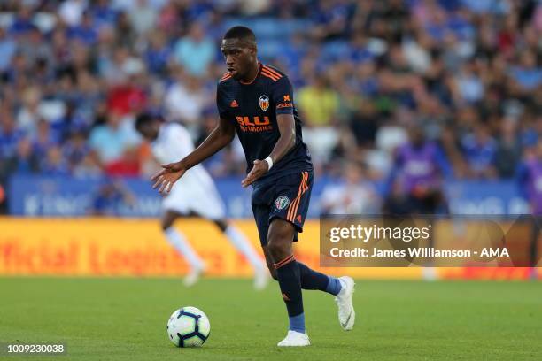 Mouctar Diakhaby of Valencia during the Pre-Season Friendly between Leicester City and Valencia at The King Power Stadium on August 1, 2018 in...