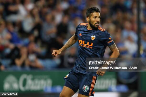 Ezequiel Garay of Valencia during the Pre-Season Friendly between Leicester City and Valencia at The King Power Stadium on August 1, 2018 in...