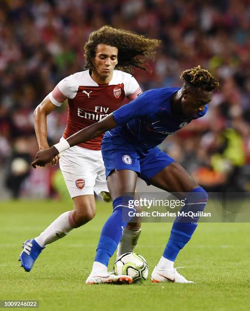 Matteo Guendouzi of Arsenal and Tammy Abraham of Chelsea during the Pre-season friendly International Champions Cup game between Arsenal and Chelsea...