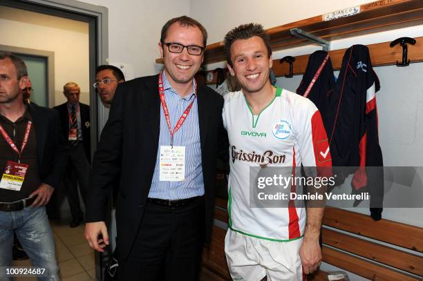 Stefano Domenicali and Antonio Cassano attend the XIX Partita Del Cuore charity football game at on May 25, 2010 in Modena, Italy.