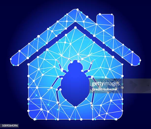 bedbugs at home blue triangle node vector pattern - bed bug stock illustrations