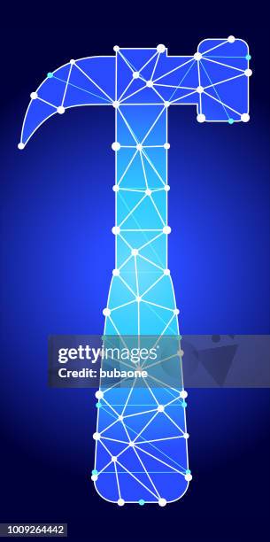 blacksmith hammer blue triangle node vector pattern - blacksmith stock illustrations