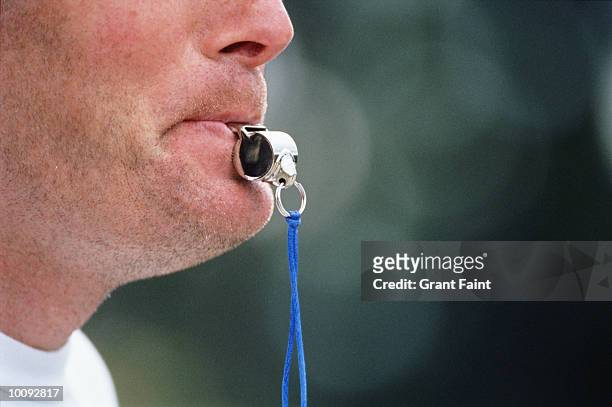 sports concept with referee whistle - fischietto foto e immagini stock