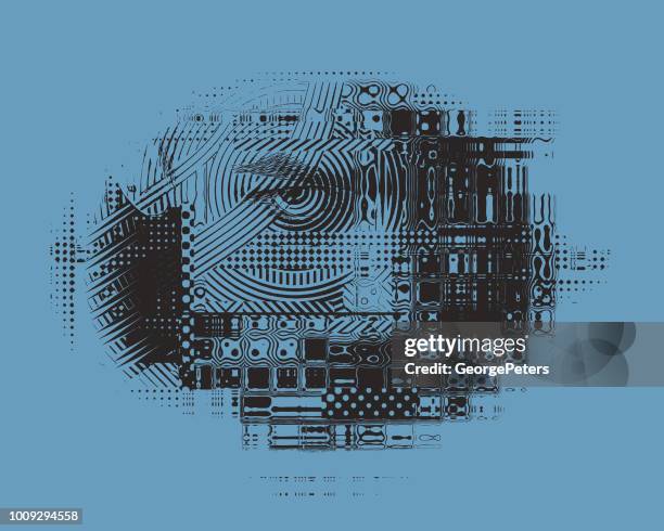 glitch-technik der wütende frau ins gesicht - computerhacker stock-grafiken, -clipart, -cartoons und -symbole
