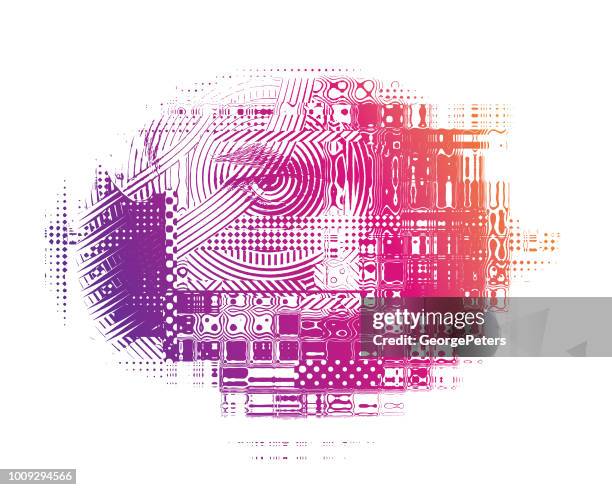glitch technique of angry woman's face - glitch texture stock illustrations