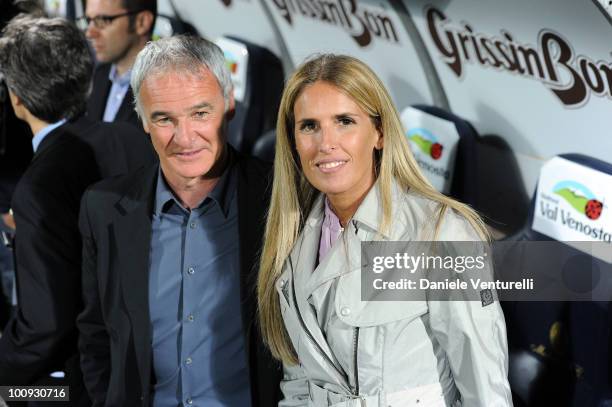 Roma's coach Claudio Ranieri and Tiziana Rocca attend the XIX Partita Del Cuore charity football game at on May 25, 2010 in Modena, Italy.