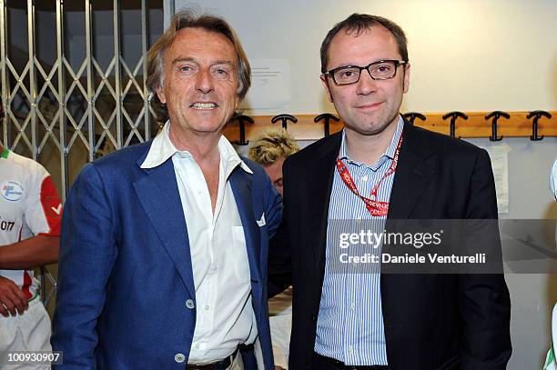 Luca Cordero di Montezemolo and Stefano Domenicali attend the XIX Partita Del Cuore charity football game at on May 25, 2010 in Modena, Italy.