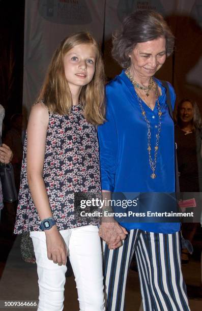 Princess Leonor of Spain and Queen Letizia of Spain attend Ara Malikian's concert at Port Adriano on August 1, 2018 in Palma de Mallorca, Spain.