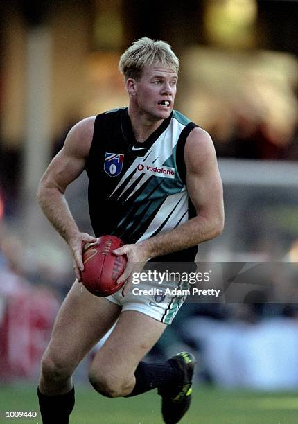 Michael Stevens of Port Adelaide in action during Round 1 of the AFL Football match against the Sydney Swans played at the SCG in Sydney, Australia....