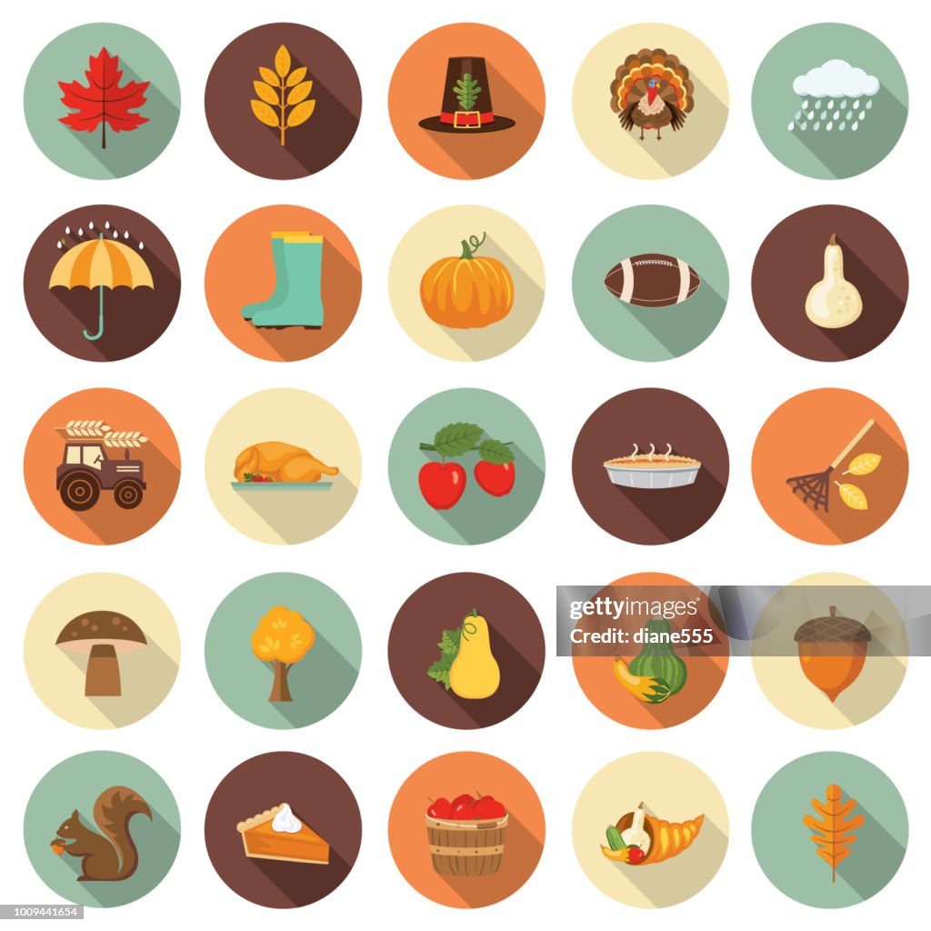 Conjunto de iconos de otoño lindo