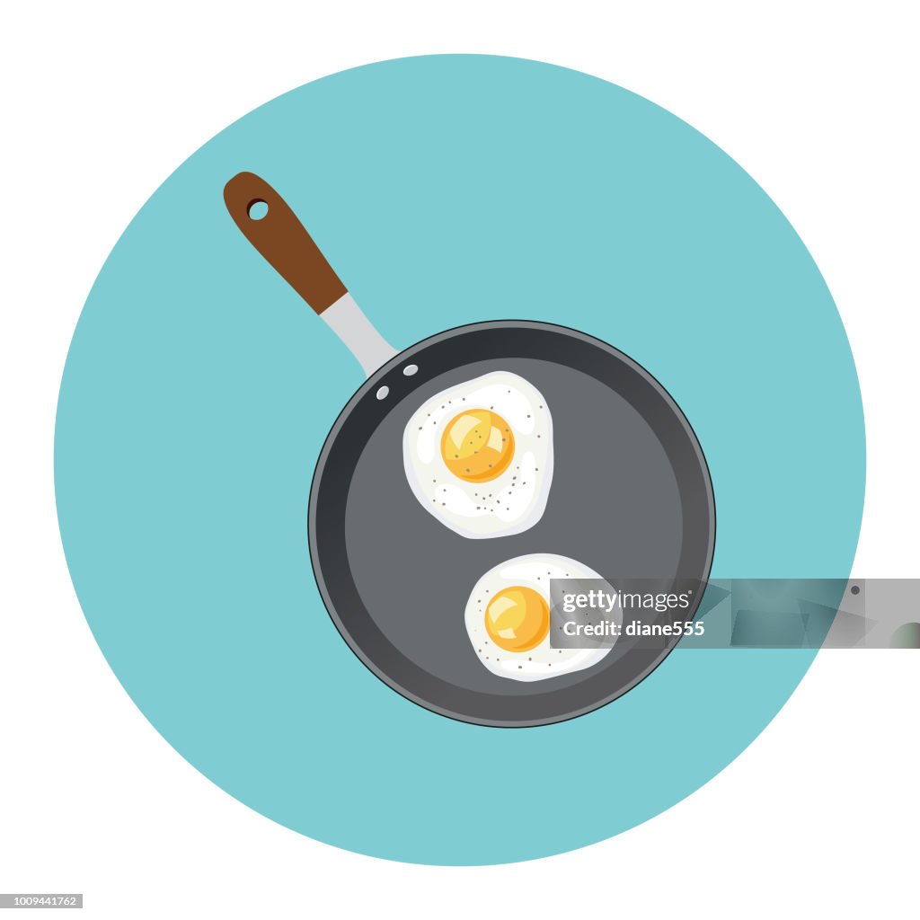 Söt frukost mat ikonen - stekpanna med ägg
