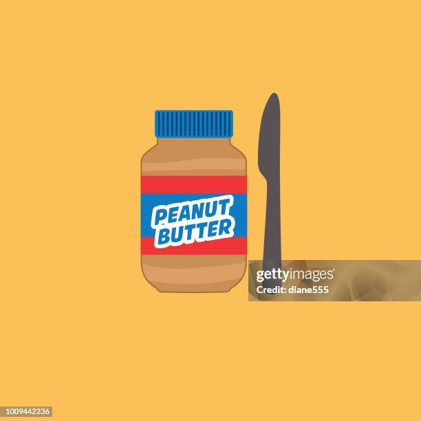 cute breakfast food icon - jar of peanut butter - peanut butter stock illustrations