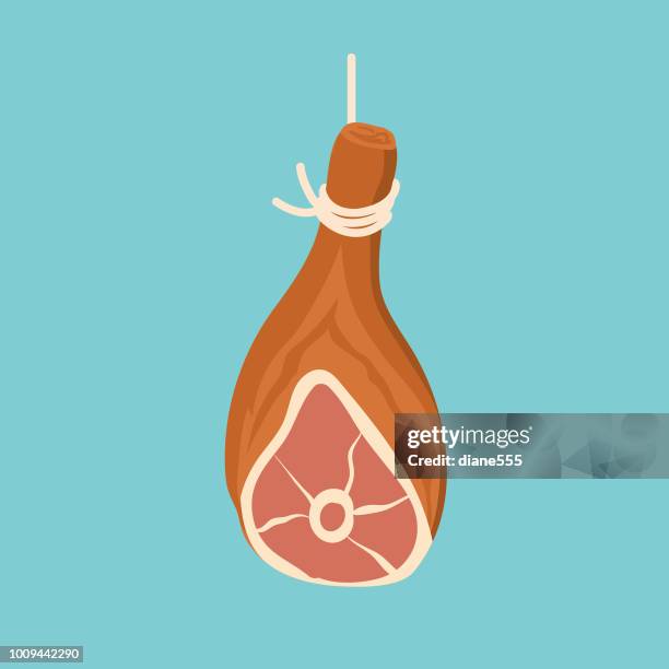 illustrations, cliparts, dessins animés et icônes de icône de viande style design plat - jambon - jambon tranches
