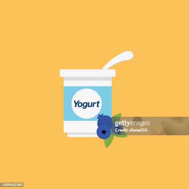 cute breakfast food icon - heidelbeer joghurt - yogurt stock-grafiken, -clipart, -cartoons und -symbole