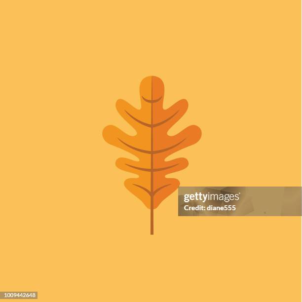 cute autumn icon - orange oak leaf - oak leaf vector stock illustrations