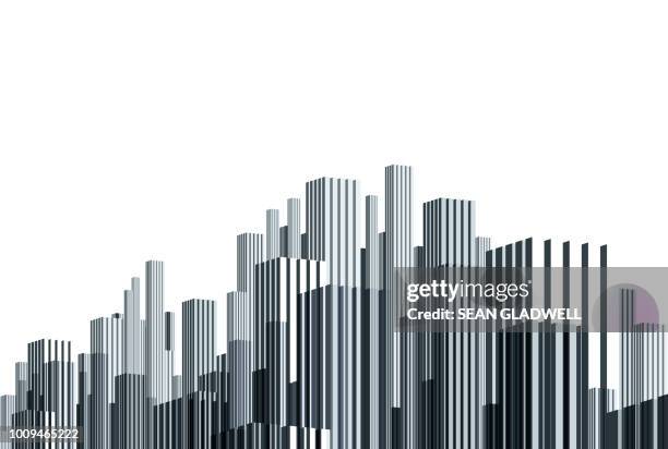 abstract line art skyscrapers - bauzeichnung stock-fotos und bilder