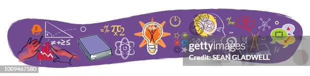 science education illustration icons - educational subject stock pictures, royalty-free photos & images