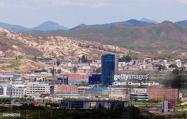 The joint industrial estate of North Korea's border city of Kaesong is seen from an observation post on May 26, 2010 in Panmunjom, South Korea. North...