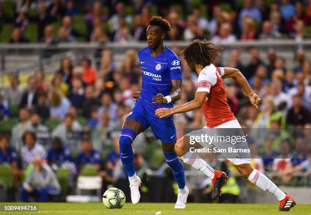 Dublin , Ireland - 1 August 2018; Tammy Abraham of Chelsea in action against Mohamed Elneny of Arsenal during the International Champions Cup match...