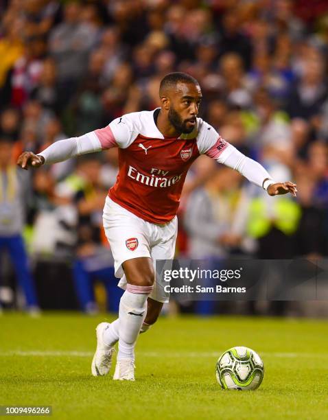 Dublin , Ireland - 1 August 2018; Alexandre Lacazette of Arsenal takes a penalty during the International Champions Cup match between Arsenal and...