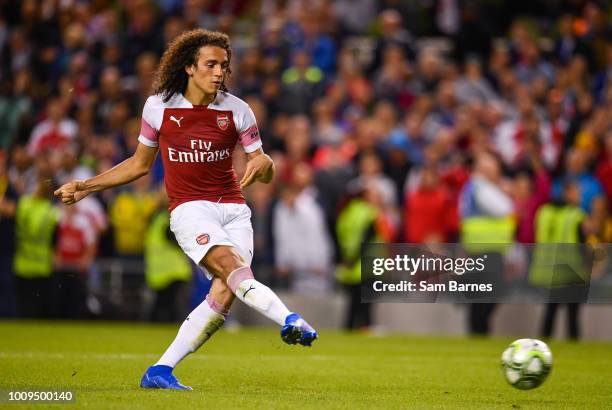 Dublin , Ireland - 1 August 2018; Mattéo Guendouzi of Arsenal during the International Champions Cup match between Arsenal and Chelsea at the Aviva...