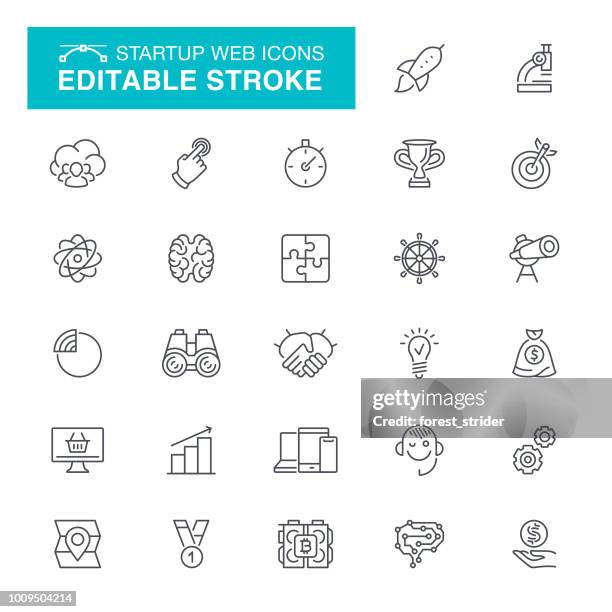 ilustrações, clipart, desenhos animados e ícones de ícones de inicialização web stroke editável - explorador