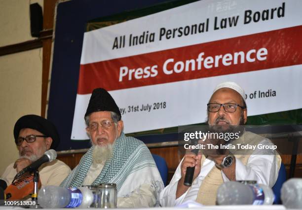 All India Muslim Personal Law Board members during a Press Conference in New Delhi.