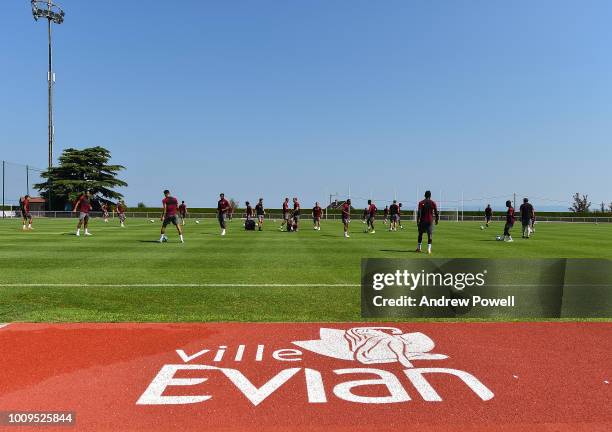 General view of Liverpool during a training session at Ville dEvian on August 2, 2018 in Evian-les-Bains, France.