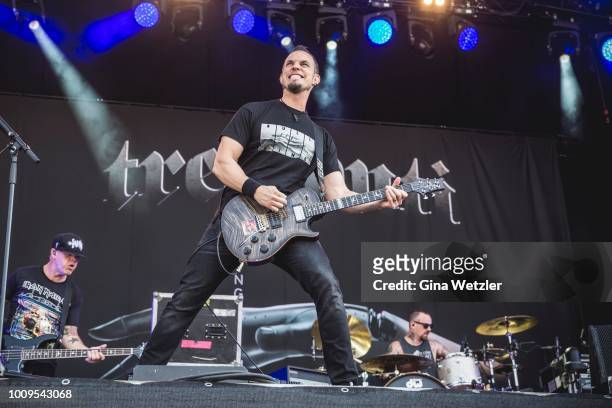 Mark Tremonti of the American band Tremonti performs live on stage during the Wacken Open Air festival on August 2, 2018 in Wacken, Germany. Wacken...