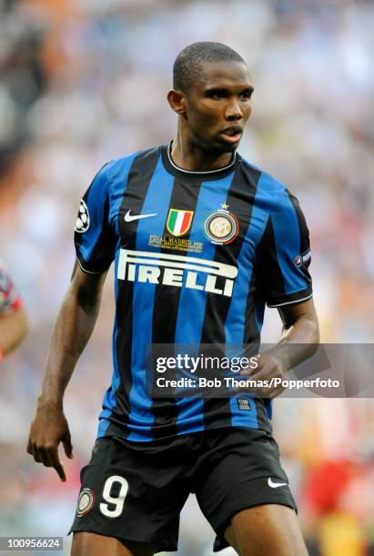 Samuel Eto'o of Inter Milan during the UEFA Champions League Final match between Bayern Munich and Inter Milan at the Estadio Santiago Bernabeu on...