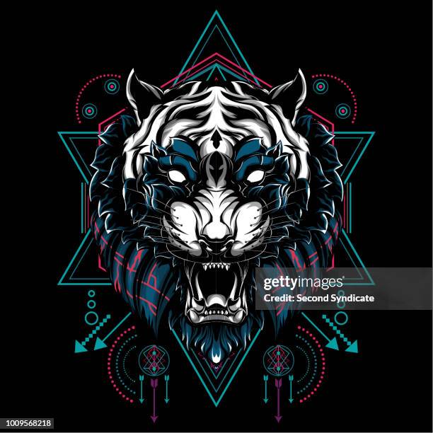 ilustraciones, imágenes clip art, dibujos animados e iconos de stock de geometría sagrada tigre - geometría sagrada