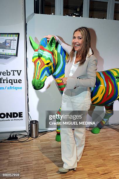 French general director of TV5 Monde Marie-Christine Saragosse poses during the launching of "TV5Monde+Afrique", an internet TV offering entirely...