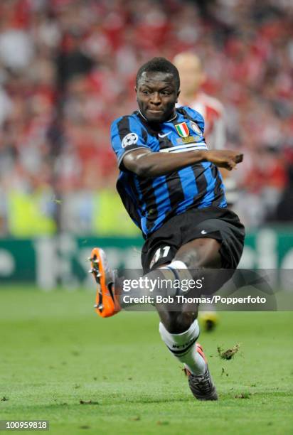 Sulley Muntari of Inter Milan during the UEFA Champions League Final match between Bayern Munich and Inter Milan at the Estadio Santiago Bernabeu on...